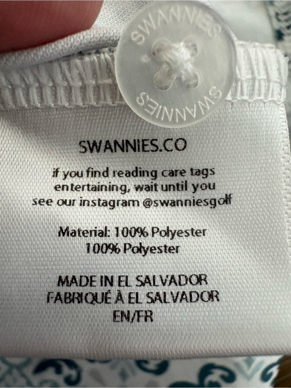 Swannies Men's Polo Shirt in White with Teal Print Size XL - Picture 5 of 5